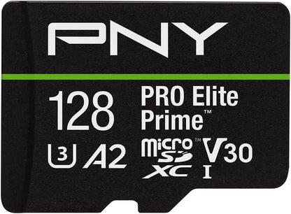 PNY 128GB PRO Elite Prime™ C10 U3 V30 A2 microSDXC Flash Memory Card & Performance Prime™ Reader – Ultra-Fast Speeds, Read 200MB/s, Write 150MB/s, 4K UHD, UHS-I, For Smartphones, Drones, Action Camera
