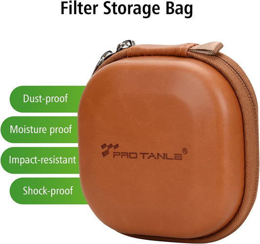 Andoer Camera Filters Case Bags for Filters Up to 82mm, 5 Pockets PU Leather DustProof Filter Hard Storage Case for UV CPL ND Graduated Neutral Density Filters