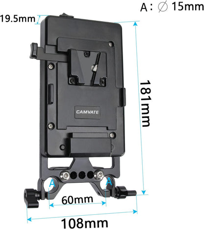 CAMVATE V Lock Mounting Plate Power Supply Splitter with 15mm Rod Clamp - 1524
