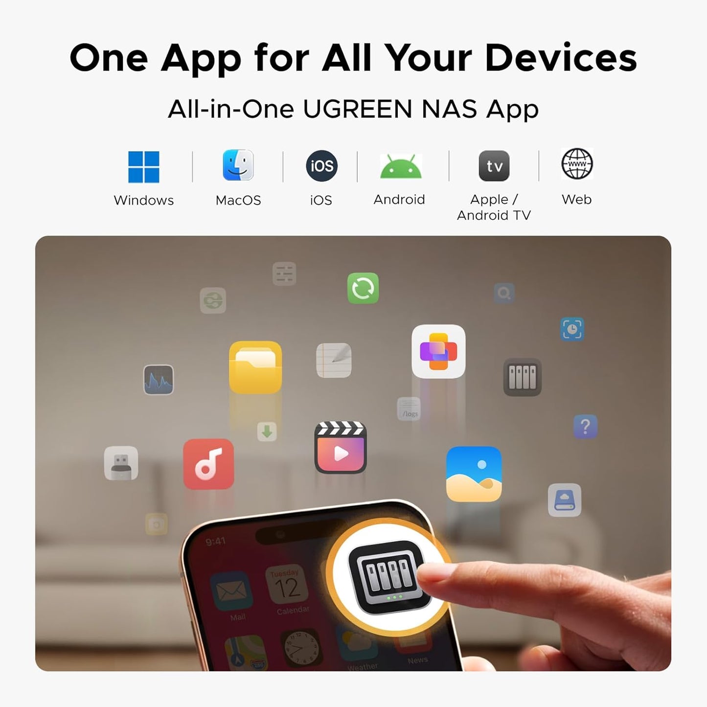 UGREEN NASync DH2300 2-Bay Desktop NAS, Support Capacity 60TB (Diskless), Remote Access, AI Photo Album, Beginner Friendly System, 4GB LPDDR4X RAM,1GbE, 4K HDMI, Network Attached Storage(Diskless)