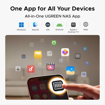 UGREEN NASync DH2300 2-Bay Desktop NAS, Support Capacity 60TB (Diskless), Remote Access, AI Photo Album, Beginner Friendly System, 4GB LPDDR4X RAM,1GbE, 4K HDMI, Network Attached Storage(Diskless)