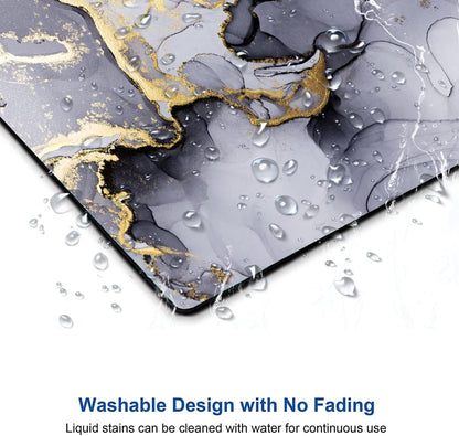 Mouse Pad, Cute Personalized Mouse Pads with Marble Design, Square Washable Cloth Mouse Mat, Gaming Office Home Non-Slip Rubber Base Computer Mousepad, Black Grey Gold Marble