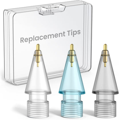 Delidigi 3 Pack Replacement Tips Compatible with Apple Pencil Pro/2nd Generation/1st Gen/USB C, Wear-Resistant iPencil Nibs Accessories Fine Point Precise Control Pen Like Tips