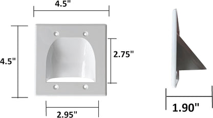 BestMounts - 6 Pack in Wall Cable Management TV Cord Hider for Wall Mounted TV - Recessed Wall Plates Cable Pass Through - Dual Gang Behind Wall Cable Management up to 8-10 Low Voltage Cords (White)