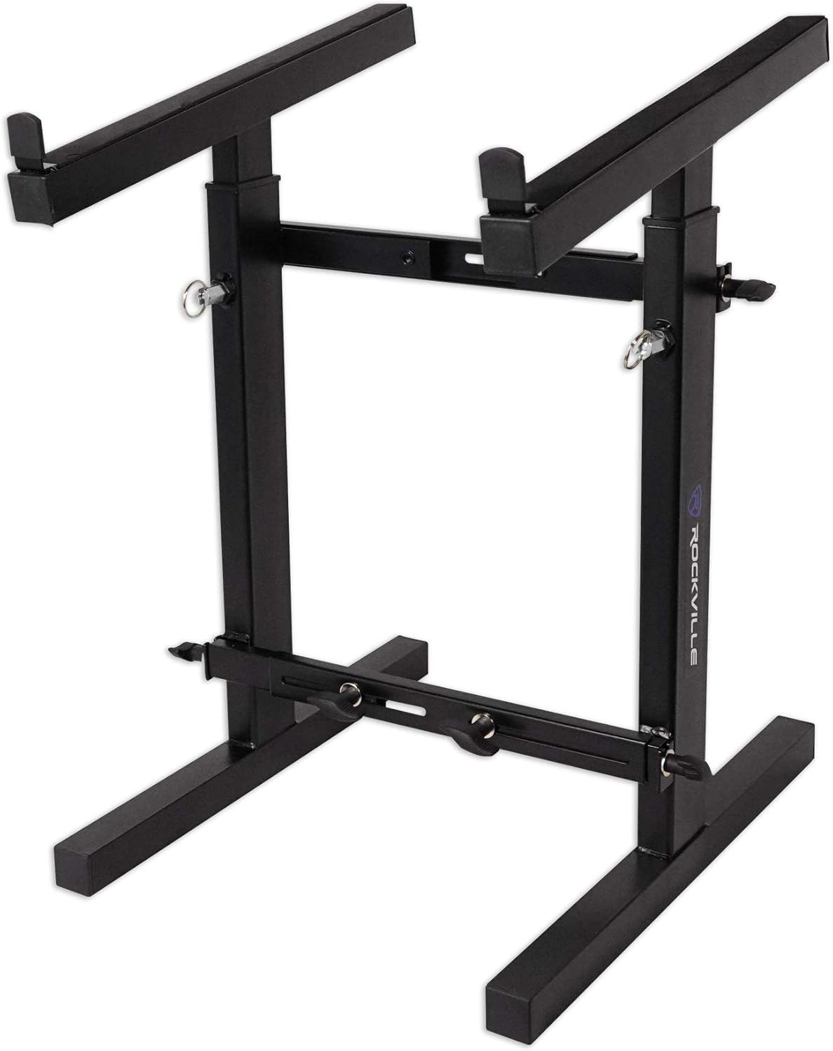 Rockville RXS20 Portable Mixer Stand 300 lbs Capacity, Adjustable Height 24-36in, Adjustable Width 13.8-23.6in, Collapsible, Padded Platform, Perfect for DJs and Musicians