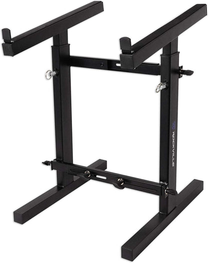 Rockville RXS20 Portable Mixer Stand 300 lbs Capacity, Adjustable Height 24-36in, Adjustable Width 13.8-23.6in, Collapsible, Padded Platform, Perfect for DJs and Musicians