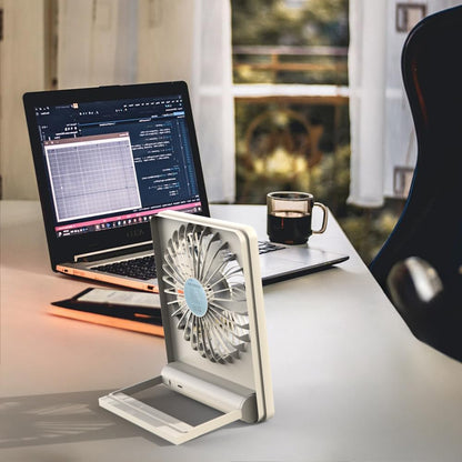 Mini Portable Fan, Silent Rechargeable Desk & Handheld with Adjustable Speeds & Angles, Long-Lasting Battery, Light Personal Wireless Cooling for Office, Bedroom, Classroom, Travel