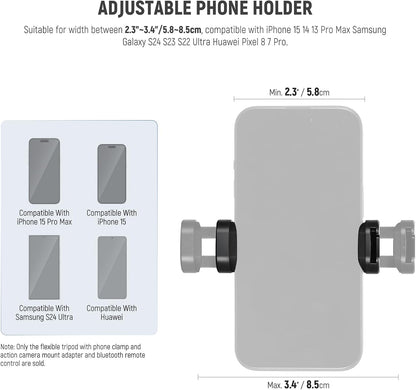 NEEWER Tripod for iPhone with Remote/Action Camera Mount Adapter/Phone Holder, Mini Flexible Camera Phone Tripod Stand Compatible with GoPro Samsung DSLR Camera Webcam for Vlog, Video Recording, T72