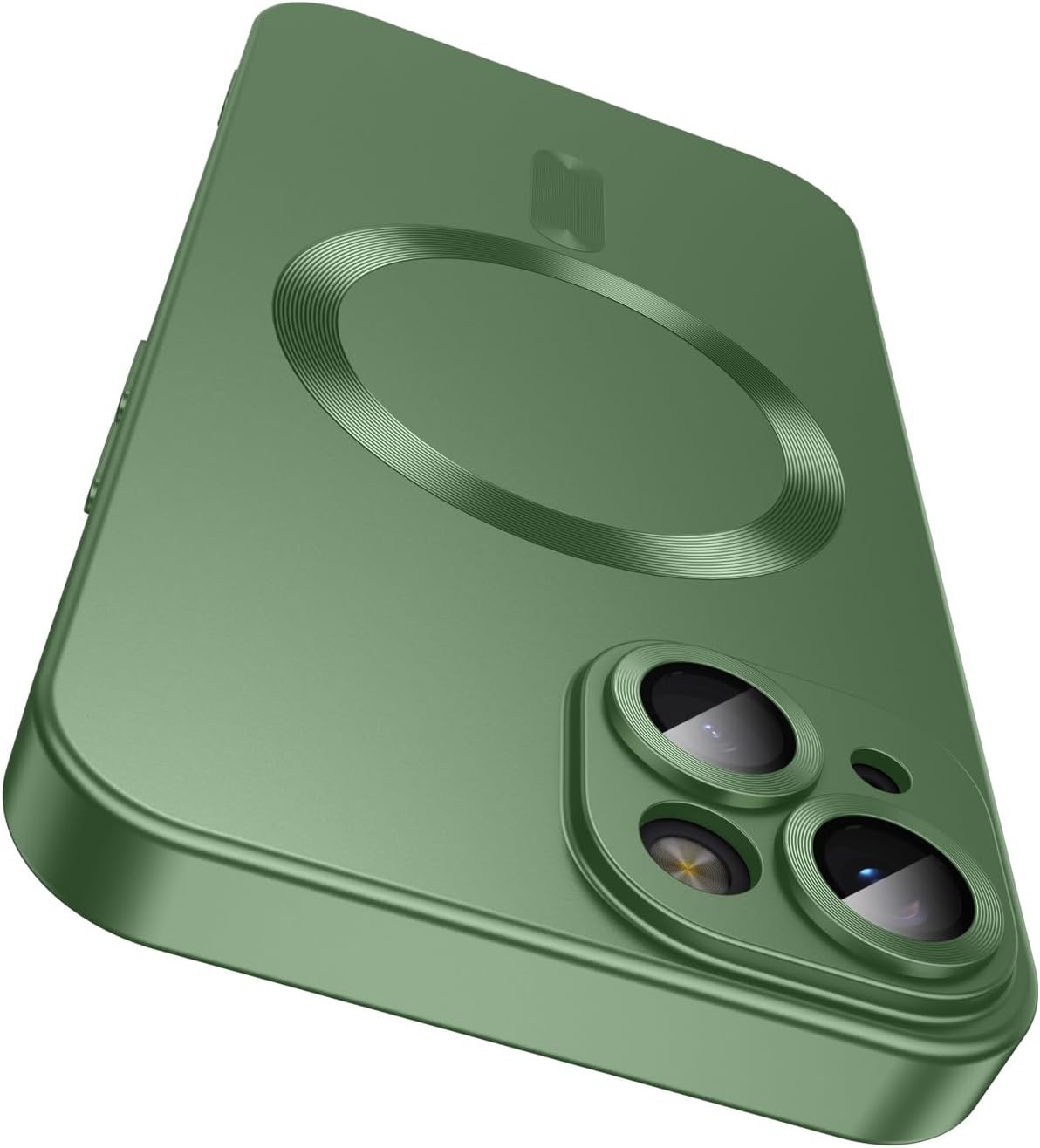 Magnetic for iPhone 14 Plus Case [Compatible with MagSafe][Built-in Camera Lens Protector] Slim Soft Silicone Bumper Shockproof Metallic Luster Phone Case (Green)