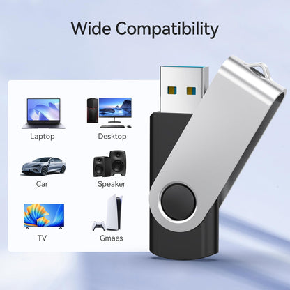 JUANWE 64GB USB Flash Drives 5 Packs, USB 2.0Thumb Drives Foldable 360°Swivel Memory USB Stick with Lanyard Hole, Jump Drive Pen Drive Zip Drive Portable Flashdrive for PC, Mutipack Black