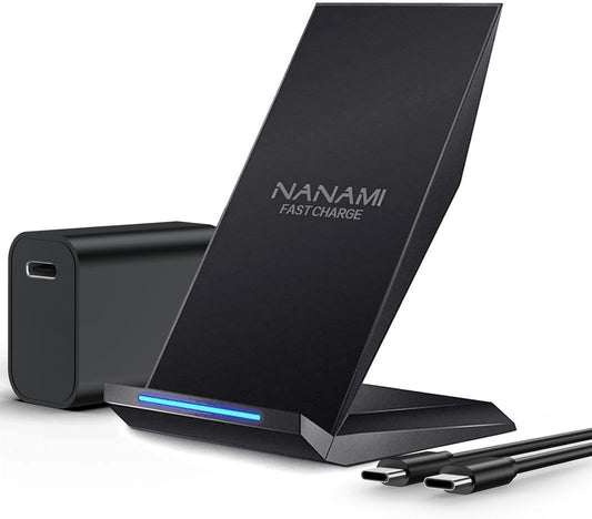 NANAMI Fast Wireless Charger with USB Phone Charger, Qi Certified Charging Stand with 20W PD Adapter for iPhone 16/16 Plus/16 Pro/16 Pro Max/15/14/13/12,10W for Samsung Galaxy S25/S24/S23/S22/S21