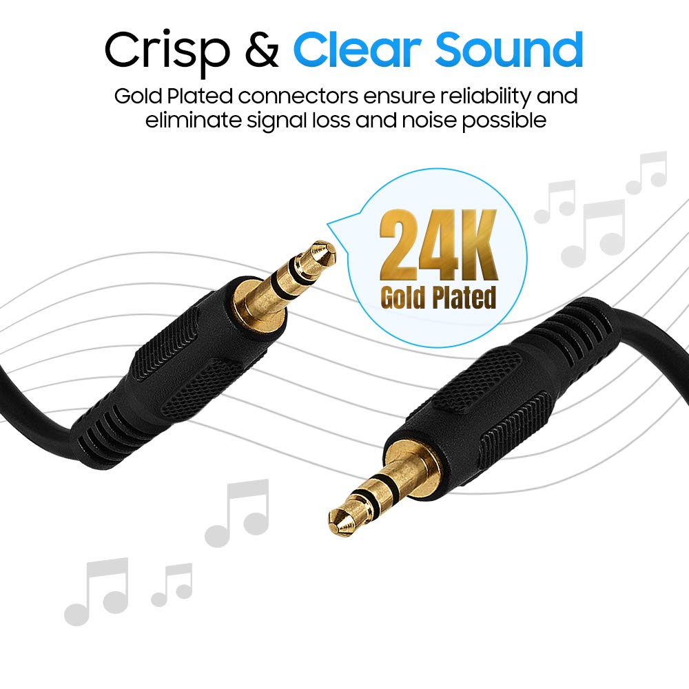 Cmple 3.5mm Aux Male to Male Stereo Audio Cable Auxiliary Headphones Cord MP3 PC - 50 Feet, Black
