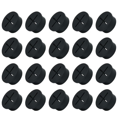 20Pcs Desk Grommet, 1" (25mm) Black Silicone Cord Hole Cover, Flexible Rubber Wire Grommets, Wall Grommets for Cables Management, Table, Countertop, Cabinets and Furnitures Wire Organizer