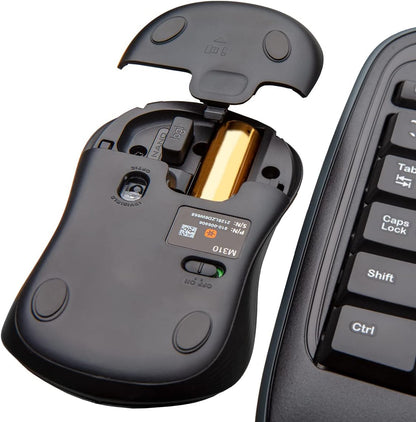 Logitech MK335 Quiet Wireless Keyboard and Mouse Combo - Black/Silver Keyboard and Mouse Combo Wireless, Ambidextrous