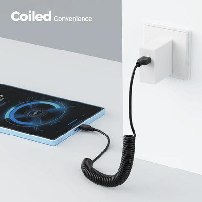 Cable Matters 2-Pack Coiled USB Cable (Coiled Micro USB to USB 2.0) 2-4 Feet