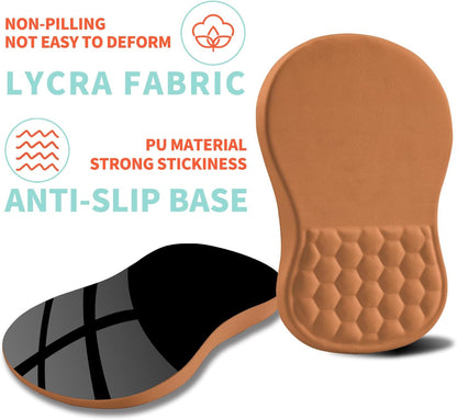 Ergonomic Mouse Pad Wrist Support with Memory Foam Massage Bulge, Carpal Tunnel Pain Relief Mousepad Wrist Rest for Mouse(12x8 inch, Sandy Brown)