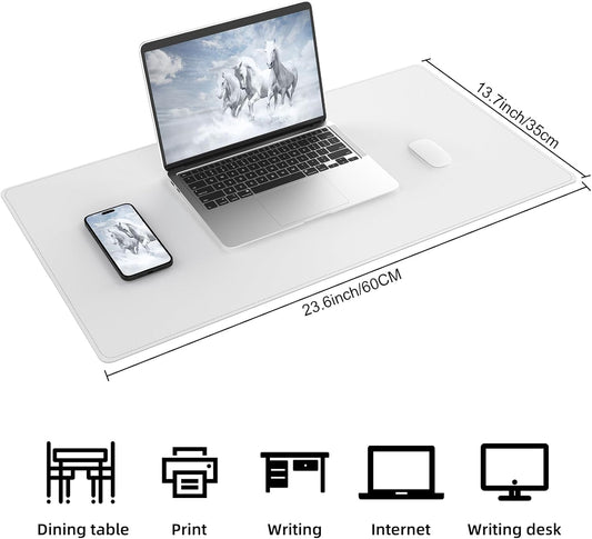 AFIING Dual-Sided Desk Pad, Natural Cork & PU Leather Mouse pad for Office and Home Work, Desk Protector Non-Slip, Waterproof, Easy Clean (Ivory White, 23.6" x 13.7")