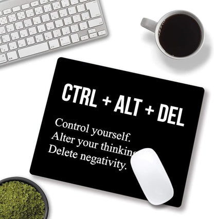 Motivational Mouse Pad, Black Inspirational Mouse Pad with Designs, Square Mouse Mat Waterproof Mousepad Non-Slip Rubber Base Mouse Pads for Office Laptop