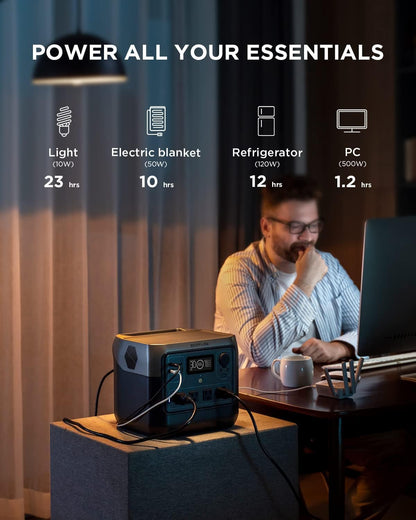 EF ECOFLOW Solar Generator River 2 Pro 768Wh LiFePO4 Battery with 220W Solar Panel, 4x800W AC Outlets (1600W Surge), Portable Power Station for Home Backup Outdoors Camping RV Emergency