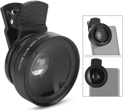 Cell Phone Lens Attachment, 2 in 1 Clip-on Mobile Phone 0.45X Wide Angle + 12.5X Macro Lens HD for Smartphone Close-up Shooting Accessories