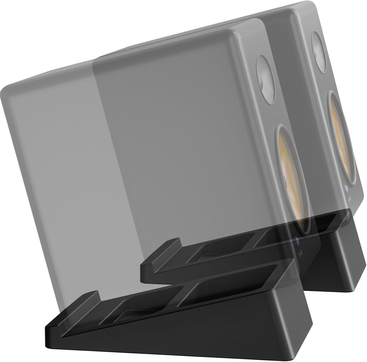 WALI Desktop Speaker Stand Riser, Desk Studio Speaker Wedge with 15° Incline Design Improve Listening Experience, Desk Audio Stand for Bookshelf, Laptop and Studio Speaker (SDS001XL), Black