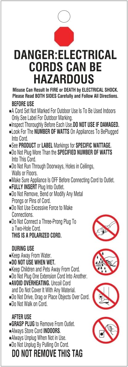 Amazon Basics Extension Cord with Multiple Outlets, 3 ft 2-Prong Indoor Power Strip, Flat Plug, 13 Amps, 1625 Watts, 125 VAC, White, 2-Pack