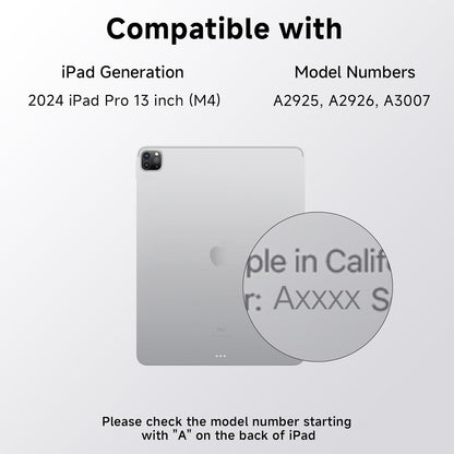 iPad Keyboard Case for 2024 M4 iPad Pro 13 inch, Magic Wireless Keyboard with Trackpad 7 Color Backlit, 360° Rotating Stand Transparent Protective Cover with Pencil Holder (White)