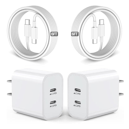iPhone 16 15 Charger,USB C Charger Fast Charging,2Pack Dual Port Fast Wall Chargers Block with 6FT USB C to C Cable for iPhone 16e/16 Pro Max/16 Pro/16 Plus/15 Pro Max/15/iPad Pro/Air/Mini/AirPod