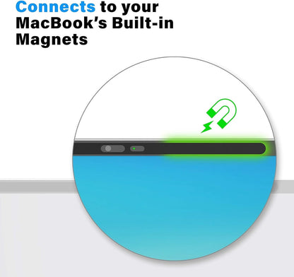 Magnetic Camera Cover for Laptop - Compatible with MacBook Models Before 2020 (No Notch), Black - Ultra-Thin 0.01-Inch Webcam Slider with Ambient Light Sensor Access