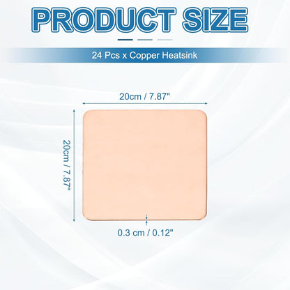 PATIKIL Copper Heatsink Pad Shims, 24 Pcs 20x20x0.3mm Copper Pad Shim IC Chipset GPU CPU Thermal Heatsink for Cooling Laptop Desktop Computer