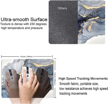 Marble Mouse Pad - Square Waterproof Non-Slip Rubber Base for Office Laptop, 9.5"x7.9"x0.12" Inch (Gilt Marble)