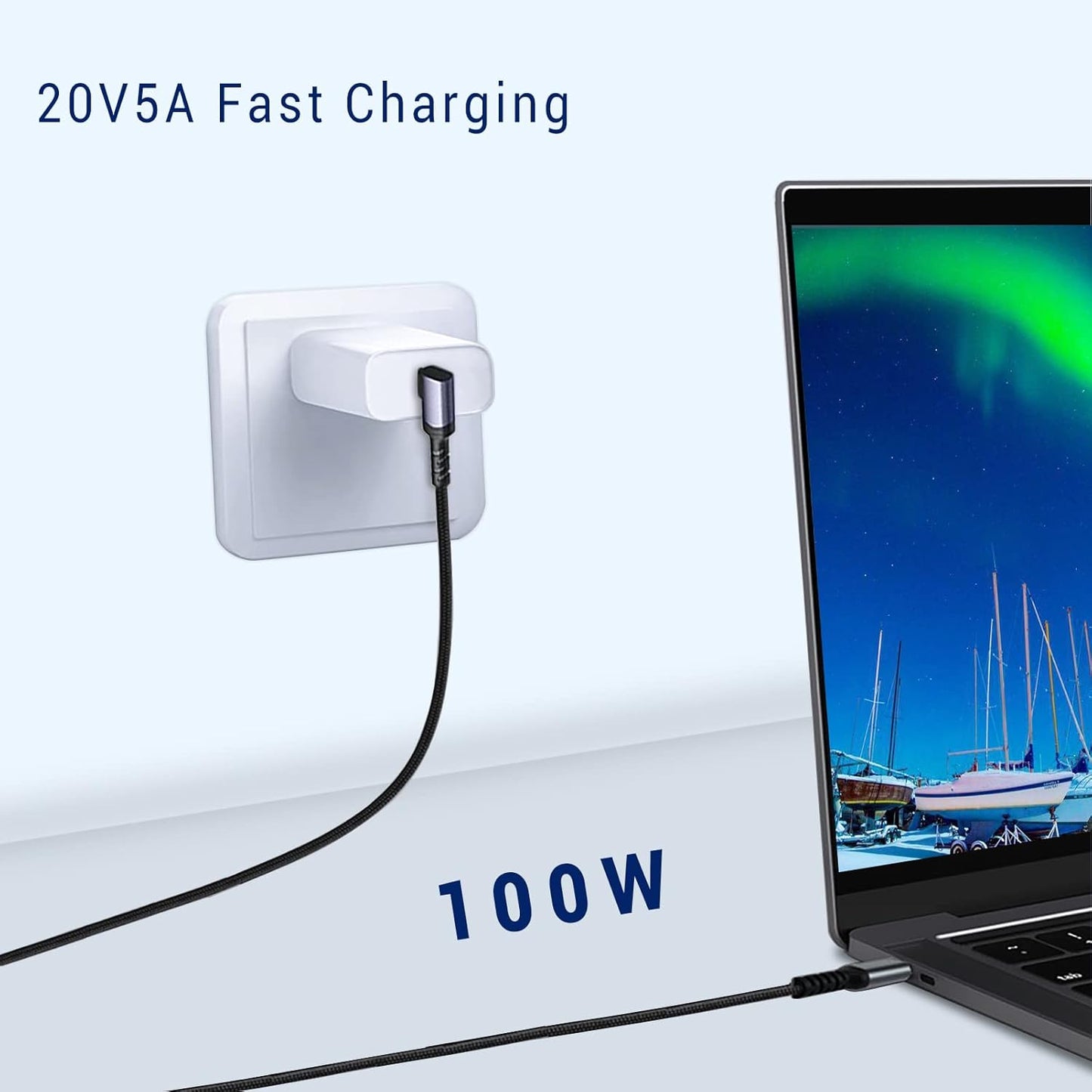 USB C to USB C Cable 3.1 Gen 2 [3.3ft 2 Packs], 100W USBC Cables PD Fast Charging Cable, SuperSpeed 10 Gbps 90 Degree 4K Monitor Video Output Data Cable Compatible for iPhone 15Pro/15ProMax