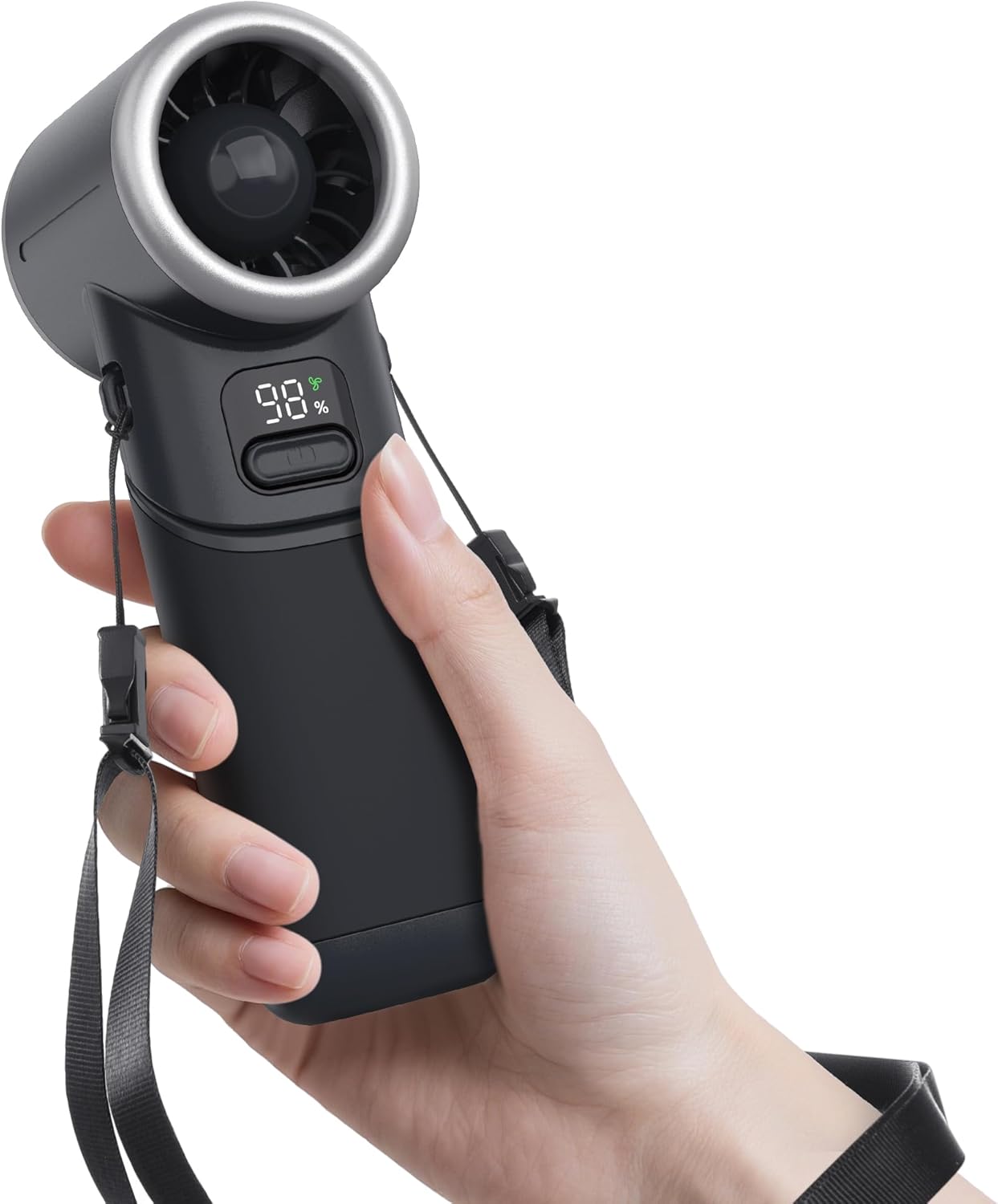 Portable Handheld Fan - 5000mAh Rechargeable Battery, 19Hrs Cooling Max, 5 Speed, 11000RPM High-Power Motor, 3-IN-1 Personal Mini Fan with Neck Strap for Women Men Travel/Camping/Outdoor - Black