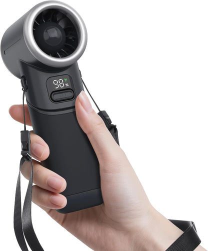 Portable Handheld Fan - 5000mAh Rechargeable Battery, 19Hrs Cooling Max, 5 Speed, 11000RPM High-Power Motor, 3-IN-1 Personal Mini Fan with Neck Strap for Women Men Travel/Camping/Outdoor - Black