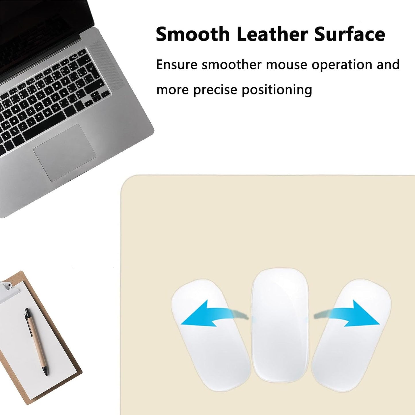 PU Leather Desk Pad Protector Gaming Mouse Pad Non Slip Desk Mat for Keyboard and Mouse Waterproof Desk Writing Pad for Office and Home Desk Accessories(Beige, 31.5 * 15.7)