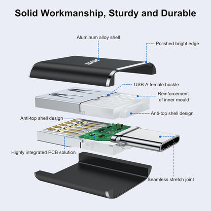 ENVEL USB to USB C Adapter, USB3 5Gbps High Speed Data Transfer, OTG Converter Thunderbolt3 to USB Female Compatible with Apple iWatch iPhone 15 Pro Max iPad Air 4 5 Mini 6 (Black C, USB C Male)
