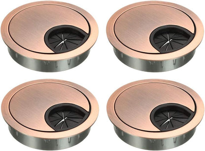 uxcell Cable Hole Cover, 2.1Inch/53mm Zinc Alloy Desk Wire Cord Cable Grommets Hole Cover for Office PC Desk Cable Cord Organizer, 4 Pcs Red Bronze
