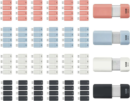 GIGASTONE 32GB Flash Drive (100 Pack) Z60NB USB 3.2 Gen 1, Ultra Fast, Retractable Capless Slider Design, Data Storage, Backup for PC/Mac/TV/Car Audio, USB 2.0/3.0/3.1 Compatible (Random Color)
