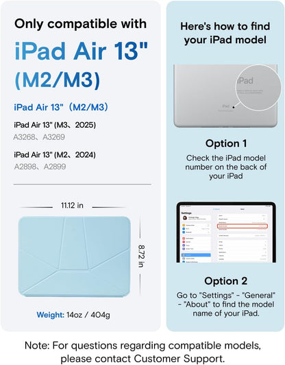 MOFT Dynamic Folio Case for iPad Air 13-inch (M3 2025 / M2 2024),Silm Magnetic Stand Case with 20+ Viewing Angles, Auto Wake/Sleep,Ultra Thin, Soothing Mist x Misty Cove