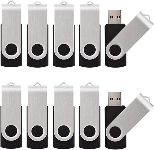 50 Pack USB 2.0 Thumb Drives - 128MB Flash Memory, Black