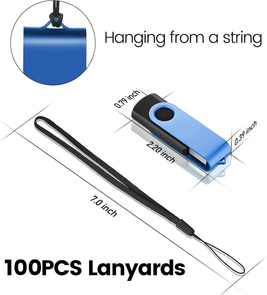 EASTBULL Flash Drive Bulk 4GB USB 100 Pack with Lanyards USB 2.0 Thumb Drive Bulk Memory Stick Swivel Pen Drive for Storage and Backup(4GB 100Pack, Mixed Color)