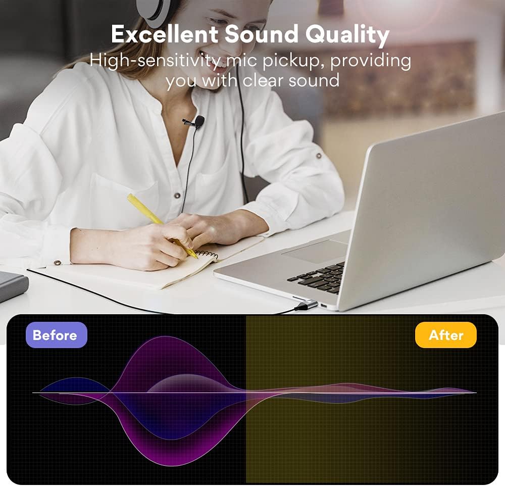 MAONO USB Lavalier Microphone, 192KHZ/24BIT Plug & Play Omnidirectional Lapel Shirt Collar Clip on Mic for PC, Computer, Mac, Laptop, YouTube, Skype, Recording, Podcasting, Gaming, AU-UL10