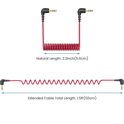 2-Pack 3.5mm Microphone Cable Compatible with Rode Wireless Pro / Wireless Go 2 / DJI Mic 2 and Hollyland Lark M1 M2 150 Max Duo, Coiled Dual 3.5mm TRS Patch Cable Audio Mic Cord for DSLR Cameras