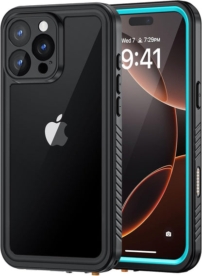 Lanhiem for iPhone 16 Pro Max Case, IP68 Waterproof Dustproof Shockproof Cases with Built-in Screen Protector, Full Body Heavy Duty Rugged Phone Cover for iPhone 16 Pro Max - 6.9 inch (Blue)