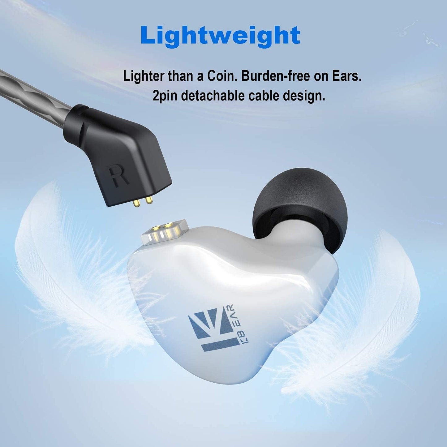 YINYOO KBEAR KS1 Bass Earbuds, Wired Earbuds in Ear Monitor, Clear Sound Headphones, Vocals Forwards High Resolution Noise Canceling Earphones, Dual Magnectic Circuit Dynamic Tangle-Free Cable