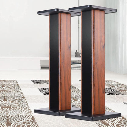 Speaker Stands Wood Grain Universal Floor Speaker Stands 24 Inch Floor Stand Mount Heavy Duty Surround Sound Speaker Stands for Home Theater with Sand Filling Tuning Function- 1 Pair