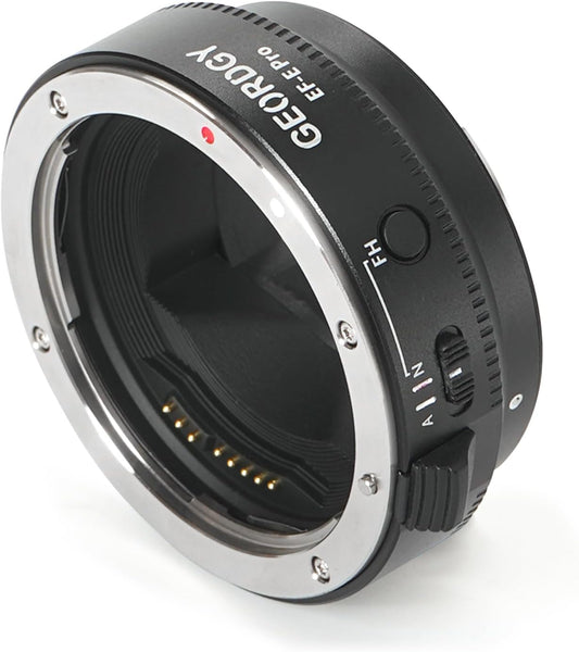 GEORDGY Lens Mount Adapter, EF-SE Pro for Canon EF/EF-S Lenses, Compatible with Sony E-Mount Series Cameras, Custom Assignable Functions to Focus Lock Button