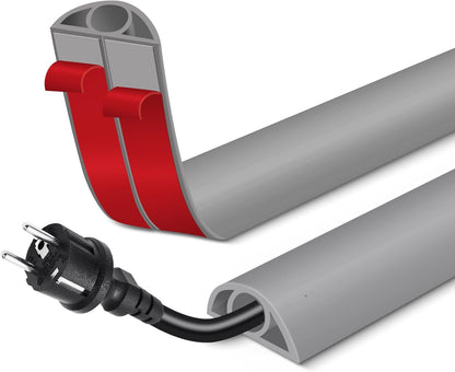 Floor Cord Cover for Wires on Floor Self Adhesive Cord Hider Floor Cable Management Wire Covers for Cords Protector Prevent Cable Trips Cord Cavity W 0.32" x H 0.32", Gray, 10Ft