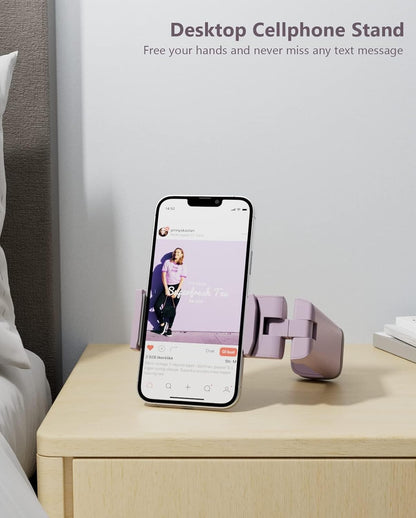 Universal Handsfree Airplane Travel Essentials Phone Holder/ Mount for Flying with 360 Degree Rotation, MiiKARE Travel Must Haves Accessory Phone Stand for Desk,Table-Purple