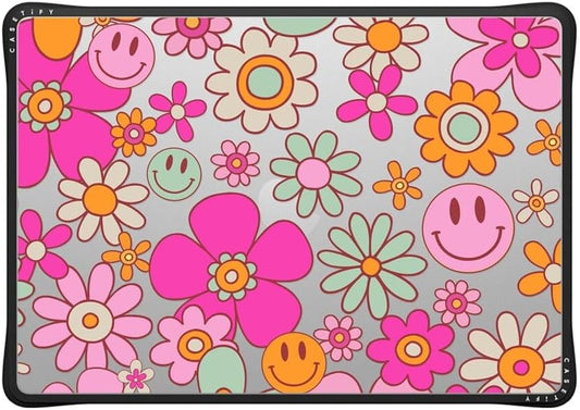 CASETiFY Impact MacBook Air 15" (M2-M4) Case [Cushioned Impact Corners/Scratch-Resistant/Anti-Slip Grip] - Groovy Clear - Clear Black